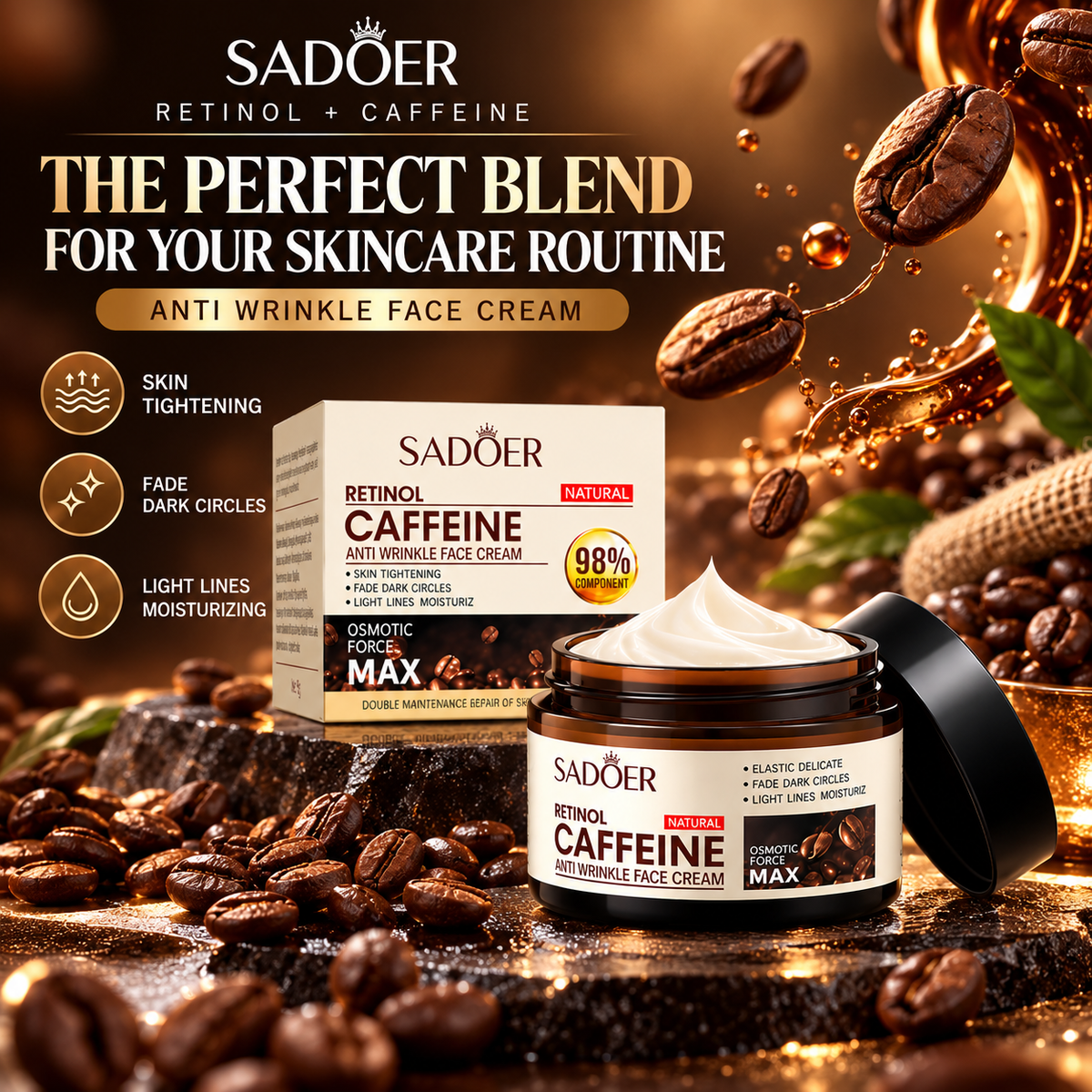 SADOER Retinol Caffeine Anti-Wrinkle Face Cream -50g