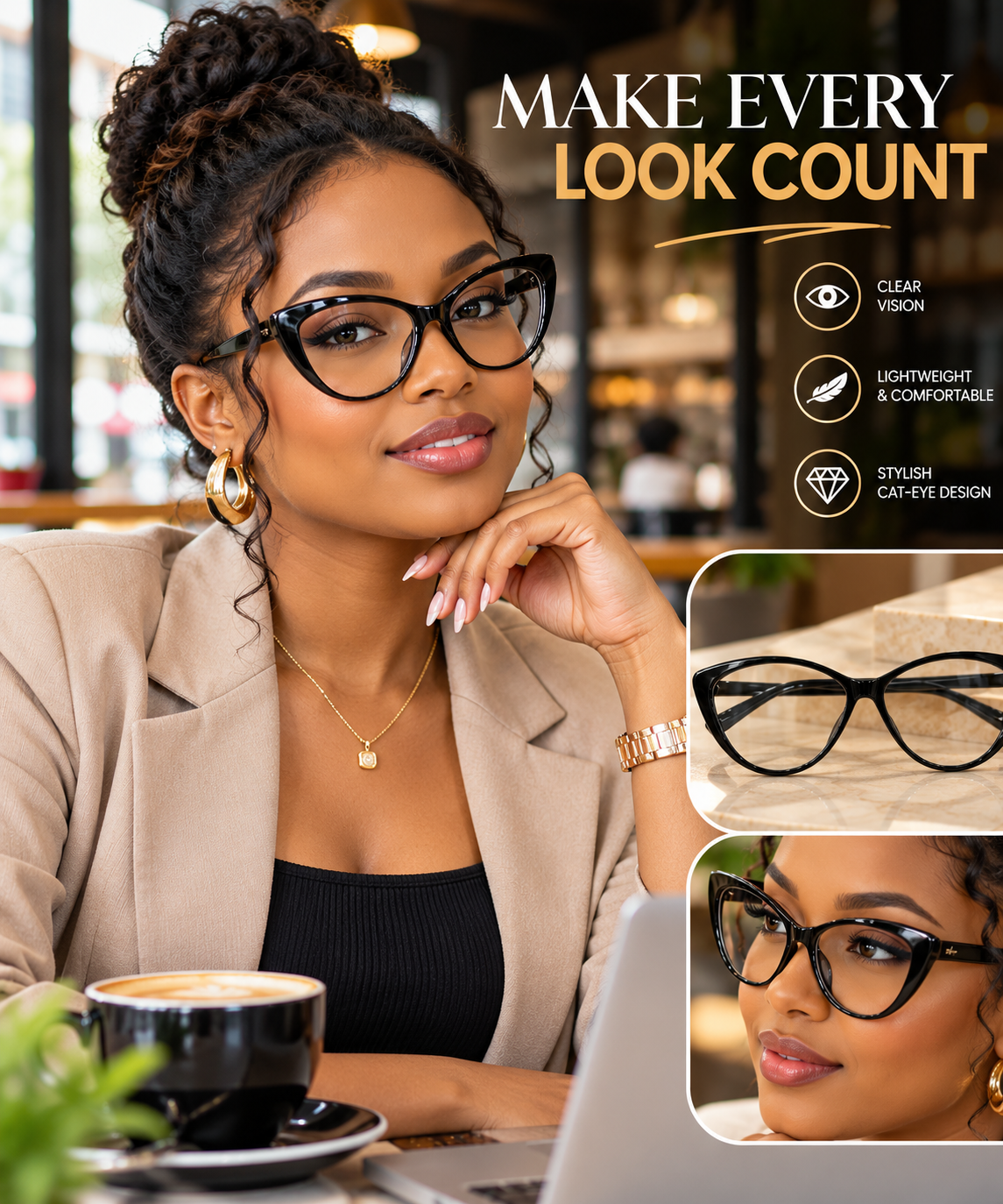 Women's LuxeView Retro Cat-Eye Glasses – Anti-Blue Light Fashion Frames