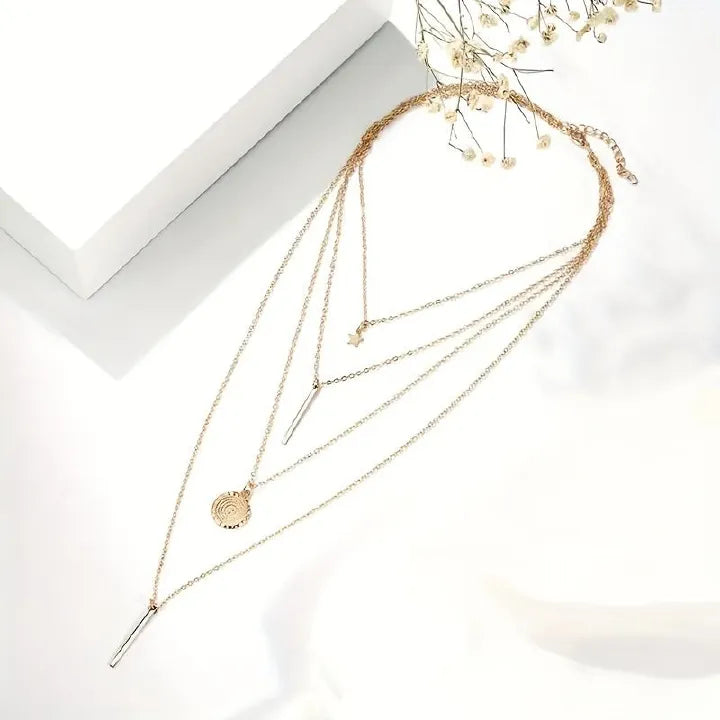 Gold/Silver Plated Multi Layered Fashion Pendant Necklace for Women and Girls