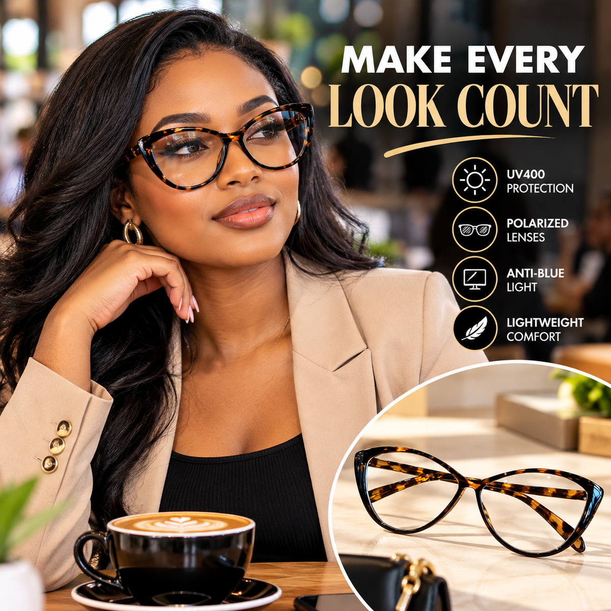 Women's LuxeView Retro Cat-Eye Glasses – Anti-Blue Light Fashion Frames