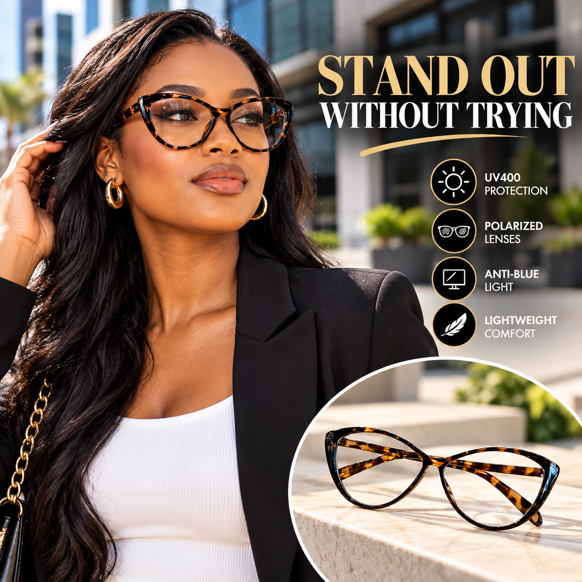 Women's LuxeView Retro Cat-Eye Glasses – Anti-Blue Light Fashion Frames