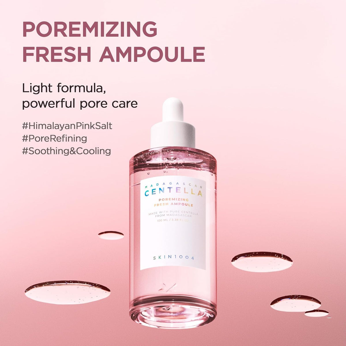 Centella Poremizing Fresh Ampoule (100ml) - Tightens & Minimizes Enlarged Pores, Skin Tone Brightening, Calming  & Hydration Boost