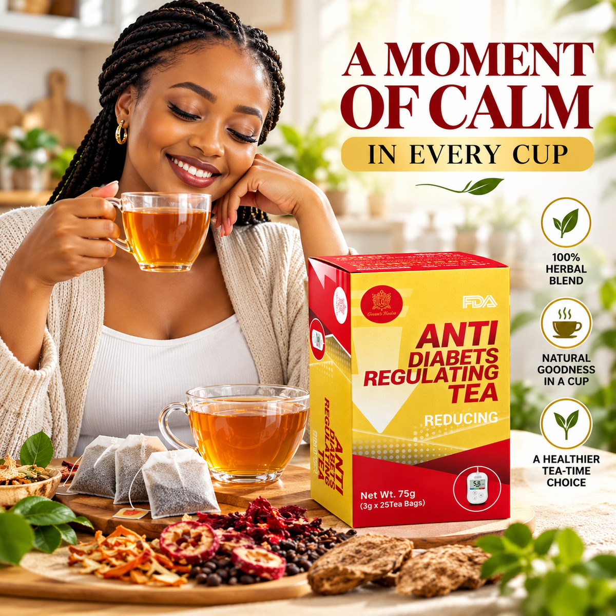 Anti-Diabetes Herbal Tea – 25 Tea Bags (75g)