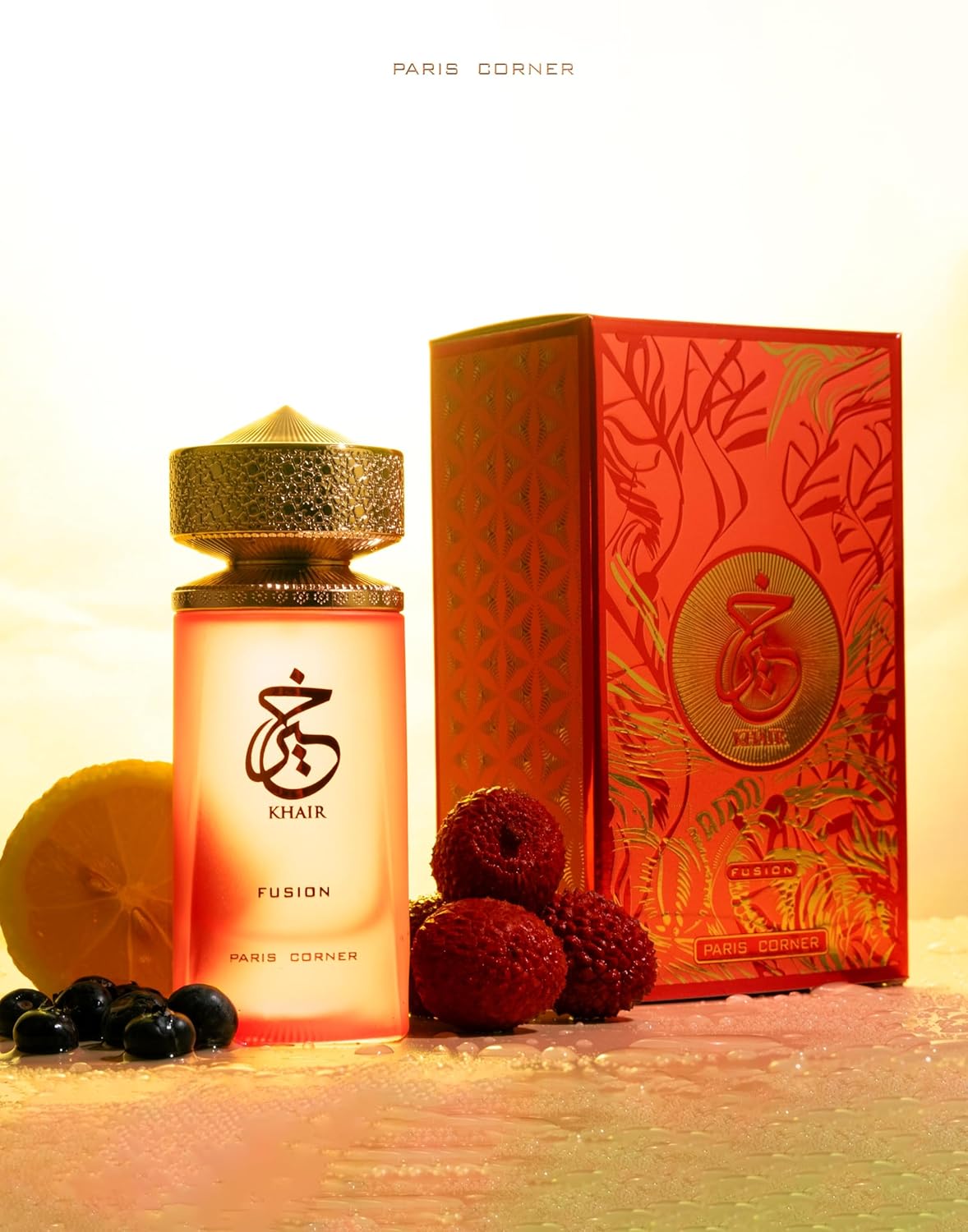 Paris Corner Khair Fusion Lychee Perfume - 100 mls  - A Lychee Perfume Blending Fruity Notes of Lychee, Blackcurrant, and Red Apple with Floral Elegance for an Enchanting Aroma
