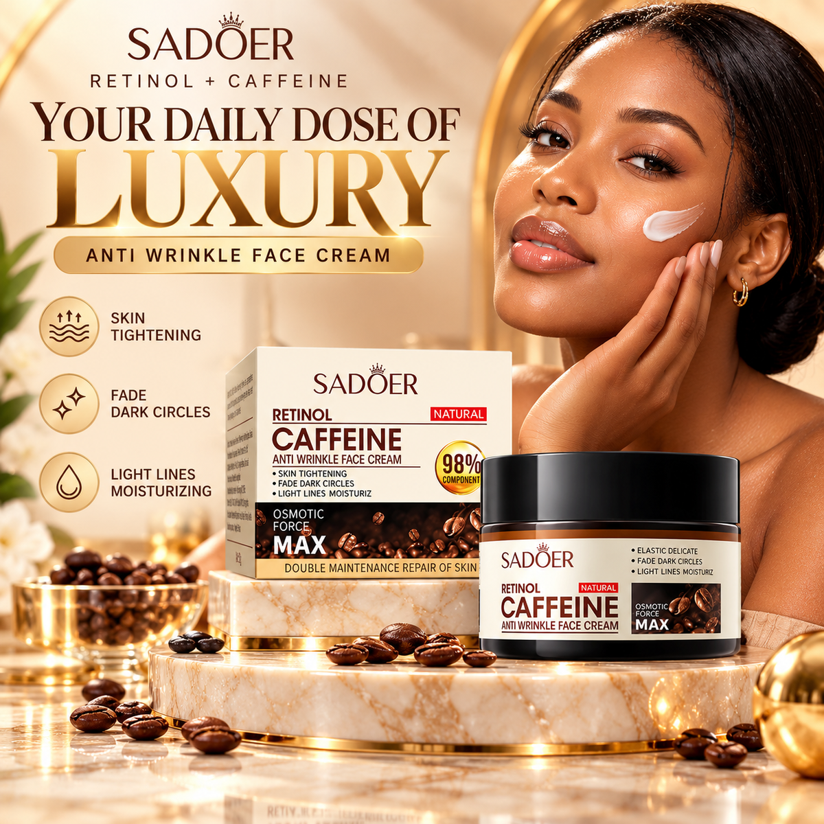 SADOER Retinol Caffeine Anti-Wrinkle Face Cream -50g