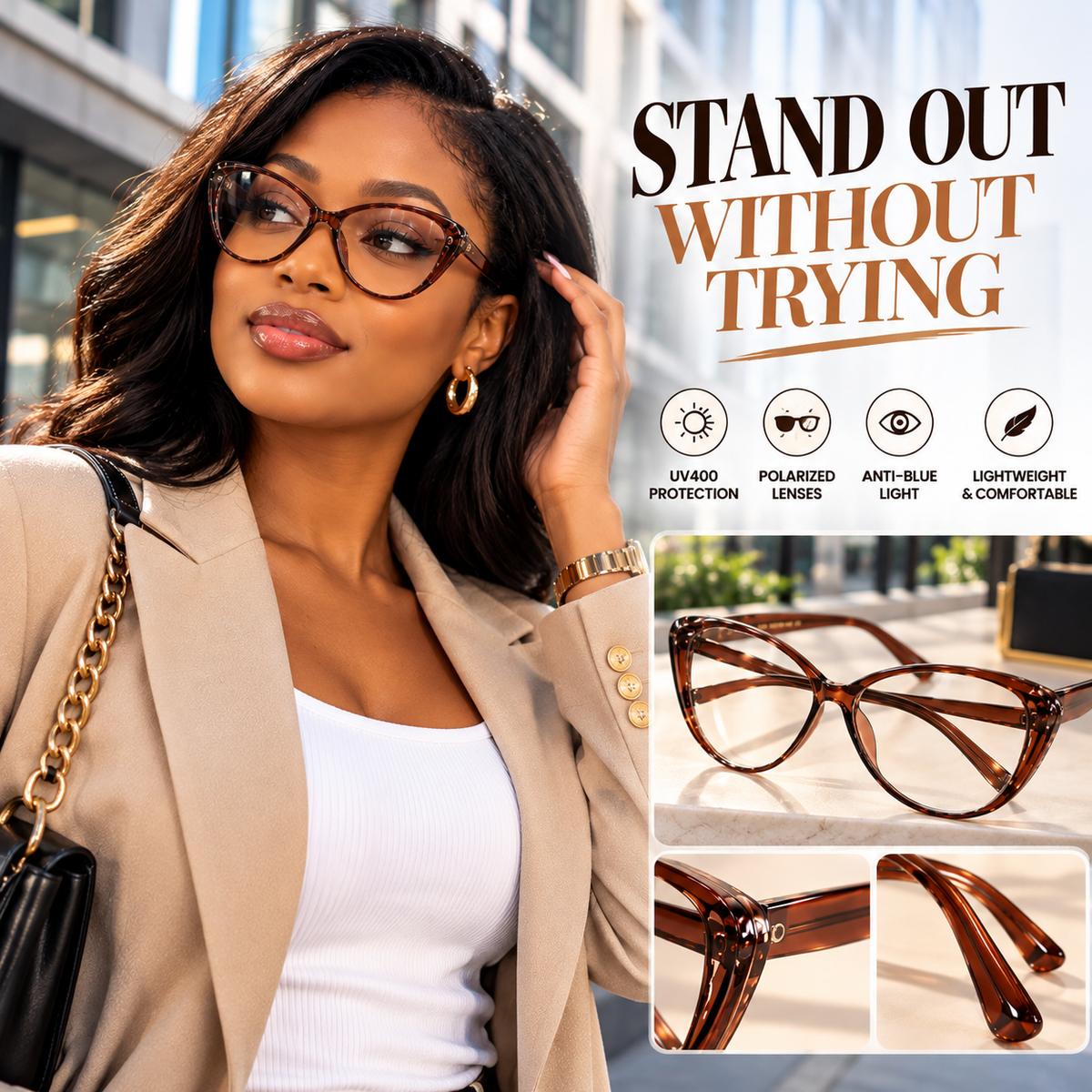 Women's LuxeView Retro Cat-Eye Glasses – Anti-Blue Light Fashion Frames