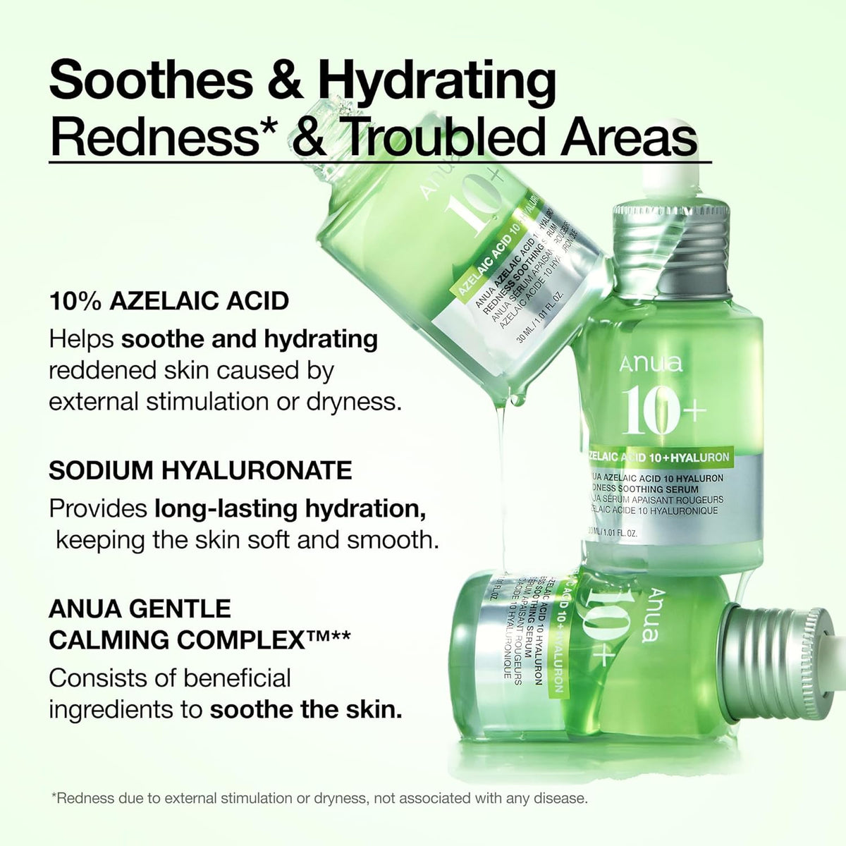 Anua Azelaic Acid 10 Hyaluron Redness Soothing Serum -  Facial Serum for Blemish-Prone & Oily-Prone Skin, Lightweight & Hydrating Blemish Care, Hyaluronic Acid - 30 ml