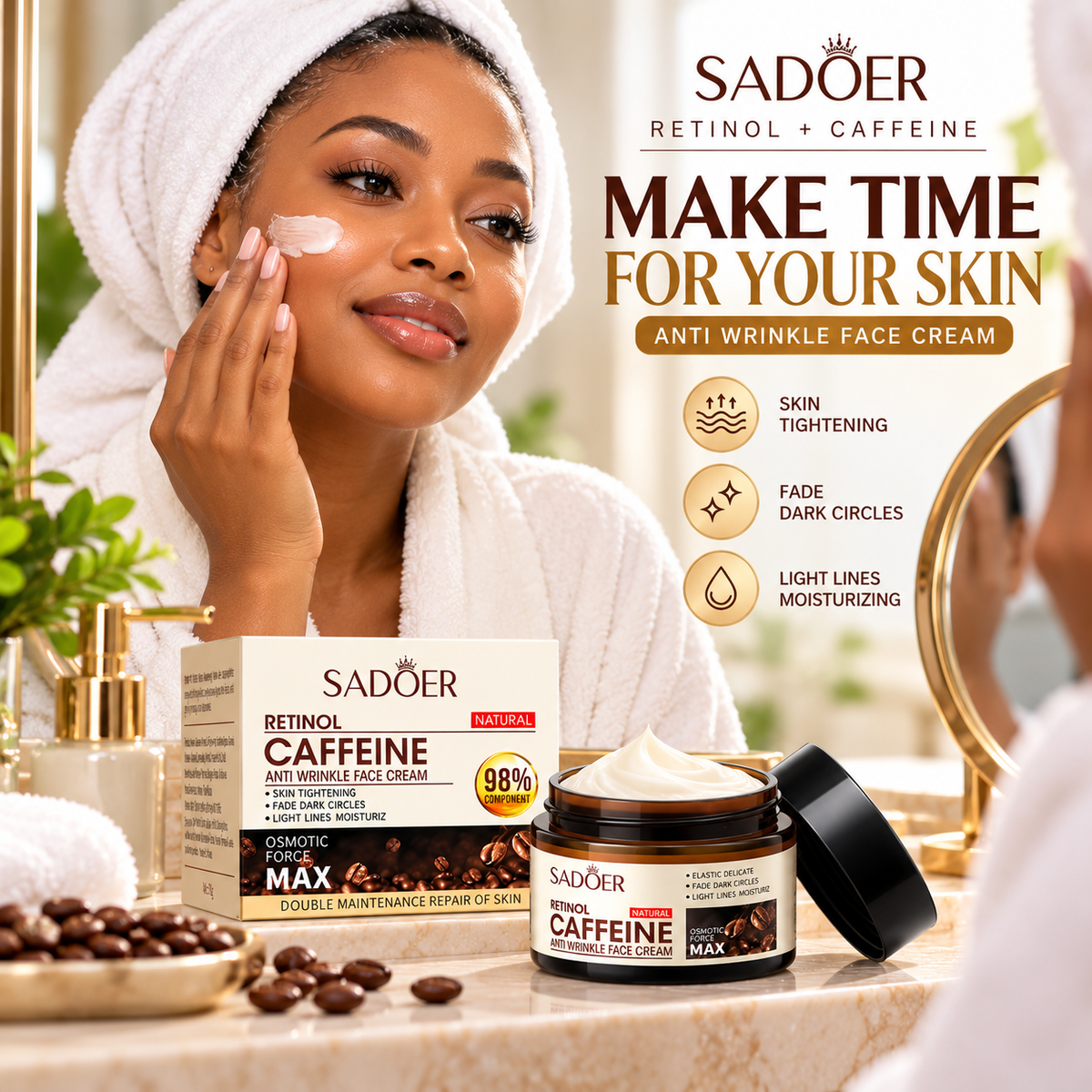 SADOER Retinol Caffeine Anti-Wrinkle Face Cream -50g