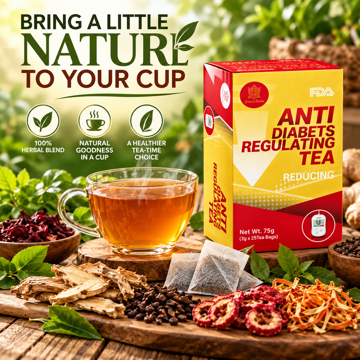 Anti-Diabetes Herbal Tea – 25 Tea Bags (75g)
