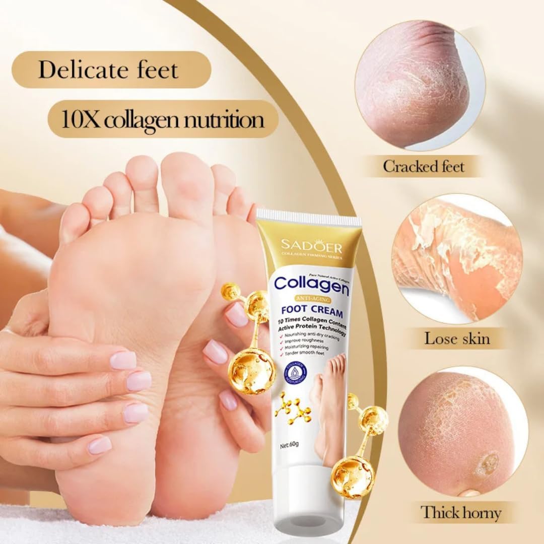 Sadoer Collagen Anti Aging Foot Cream - Repairs Cracked Heels for a youthful & Smooth Foot -60g