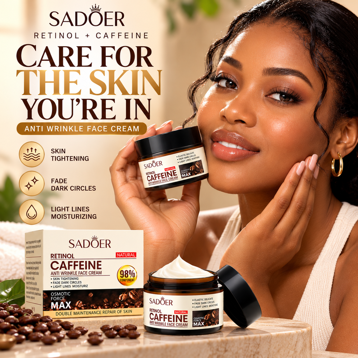 SADOER Retinol Caffeine Anti-Wrinkle Face Cream -50g