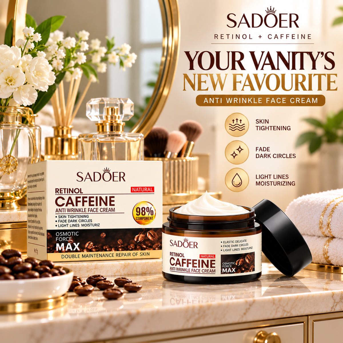 SADOER Retinol Caffeine Anti-Wrinkle Face Cream -50g