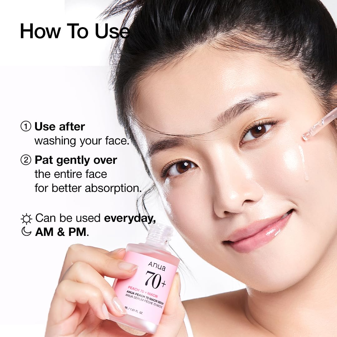 Anua Peach 70 Niacinamide Serum - brightening hydrating face serum