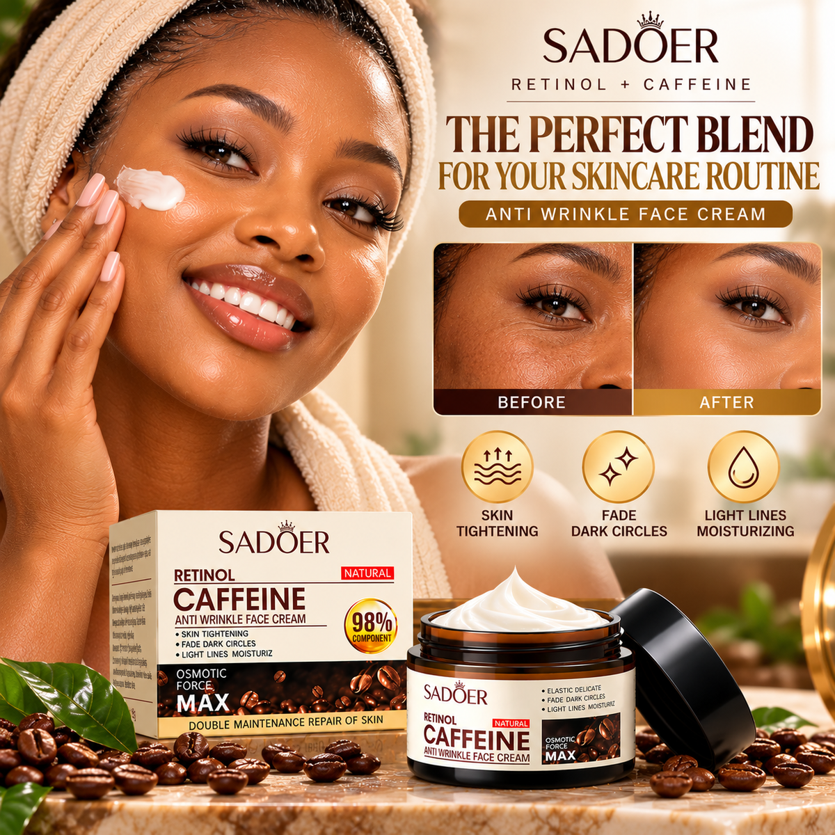 SADOER Retinol Caffeine Anti-Wrinkle Face Cream -50g