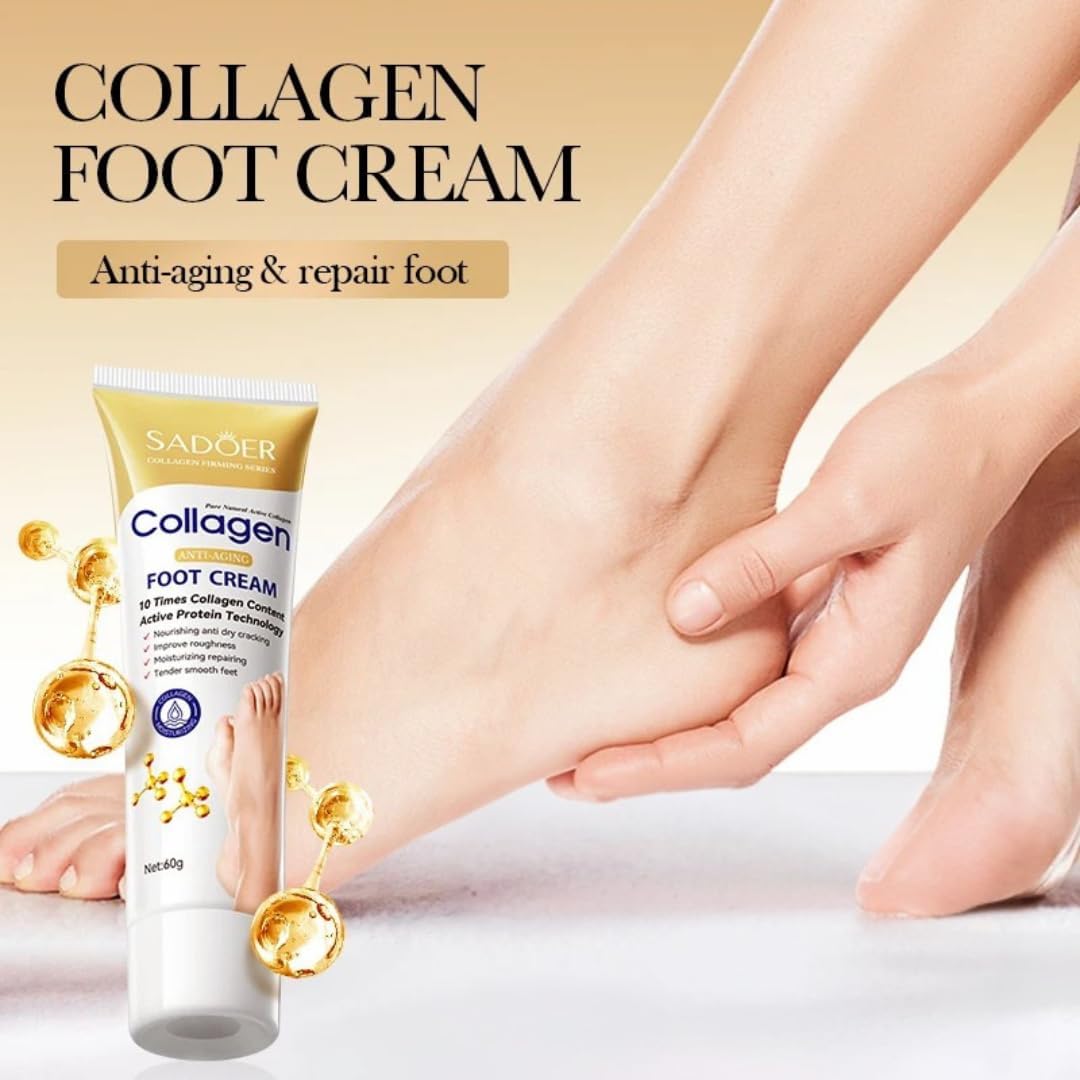 Sadoer Collagen Anti Aging Foot Cream - Repairs Cracked Heels for a youthful & Smooth Foot -60g