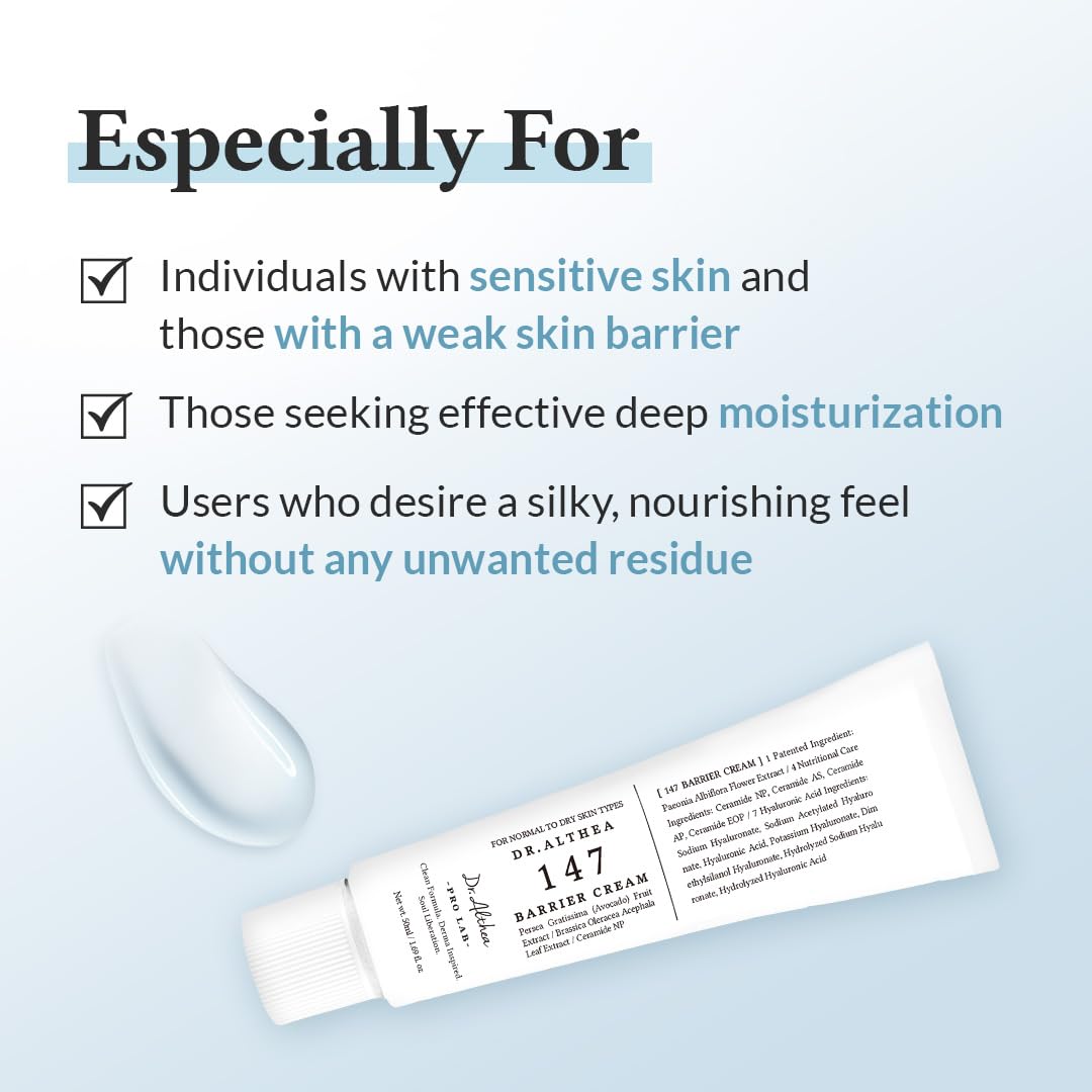 Dr.Althea 147 Barrier Cream | Daily Skin Barrier Care | Deep Hydrating with Hyaluronic Acid & Ceramides