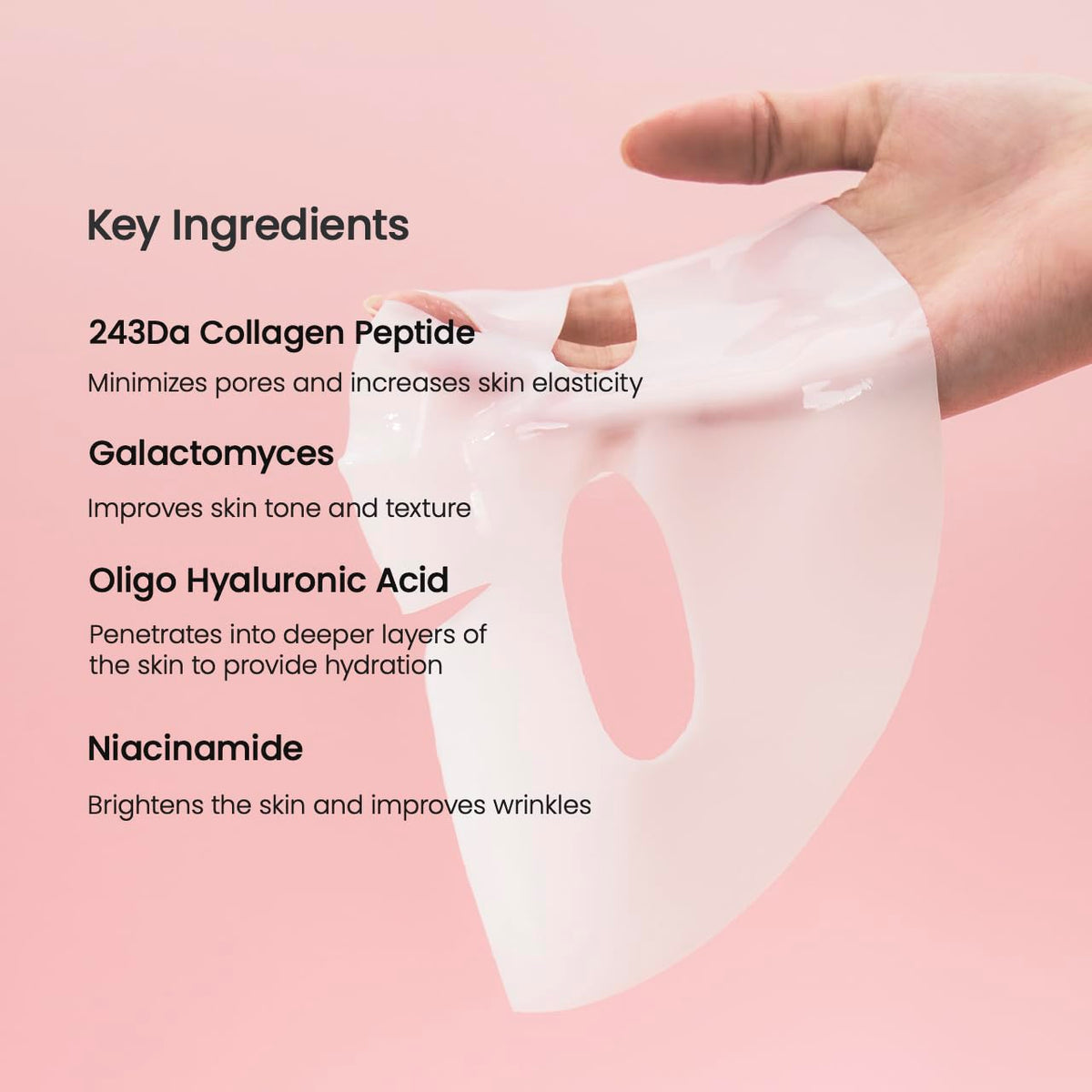 Bio-Collagen Real Deep Mask -  Hydrating Overnight Hydrogel Mask, Pore Minimizing, Elasticity & Plumping Improvement - ( A set of 5 Masks )